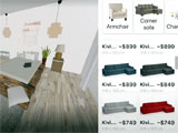 Selecting furniture in the app