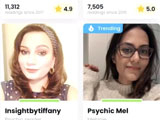 Psychic readers in the app