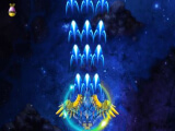 Taking out enemies with a narrow yet powerful laser attack in Galaxy Attack 2021