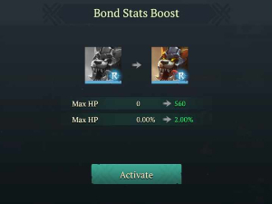 Activating bond boost in Dungeon & Kingdom