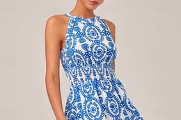Halter Fitted Waist Maxi Dress thumb