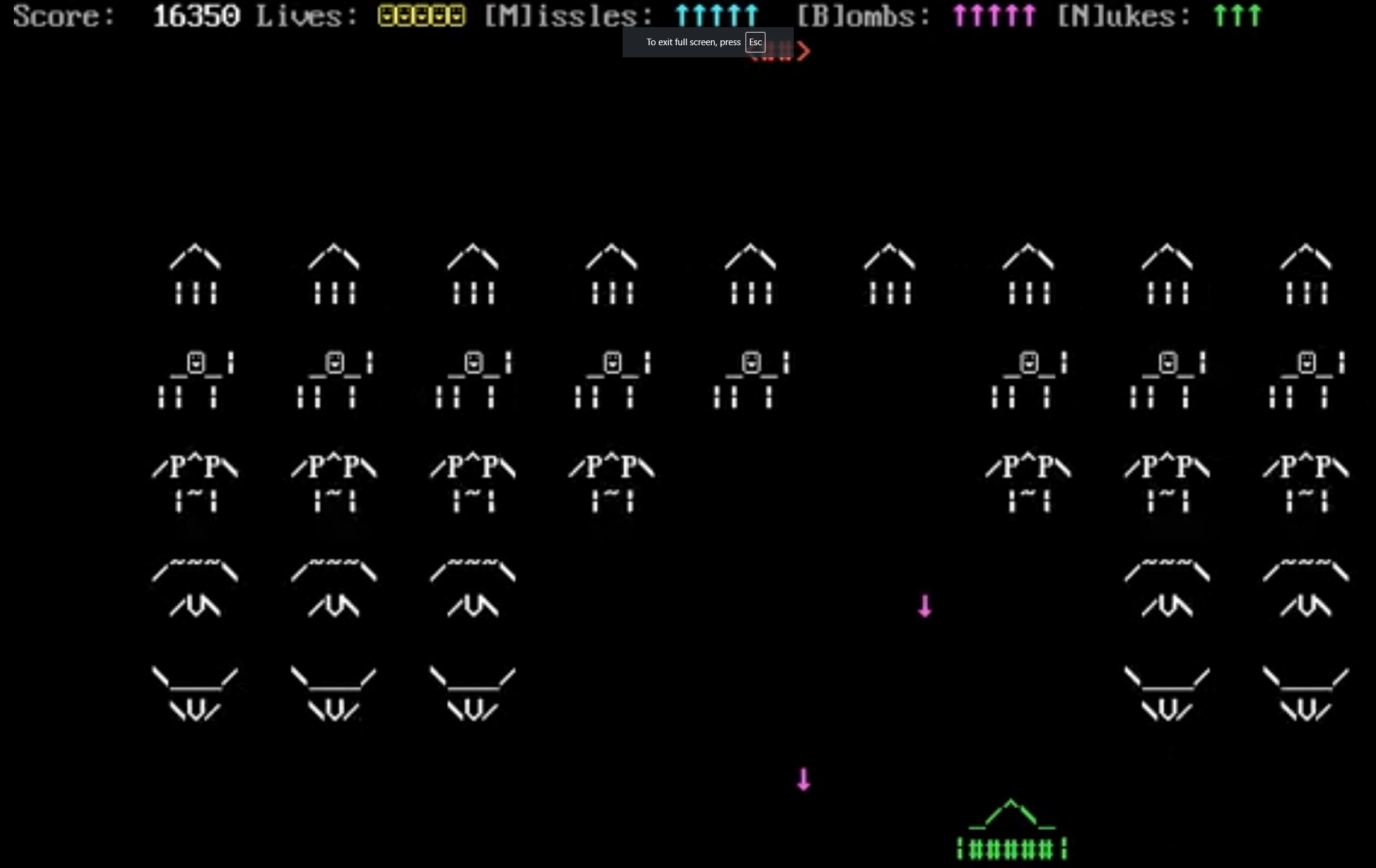 Pc Game Using Ascii Characters ASCII Invaders - Find Retro