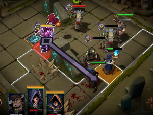 Attacking an enemy boss in Grimguard Tactics