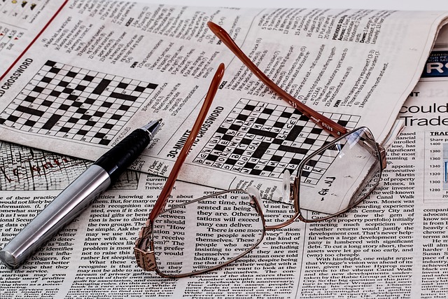 Sudoku and numbers games in a newspaper