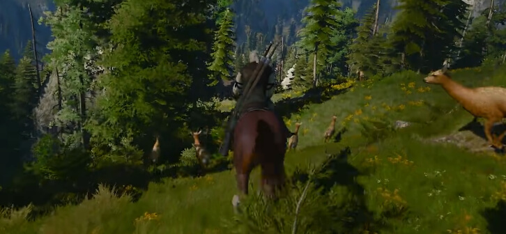 Exploring the valleys with Roach in The Witcher 3