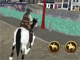 Riding the horse around in city