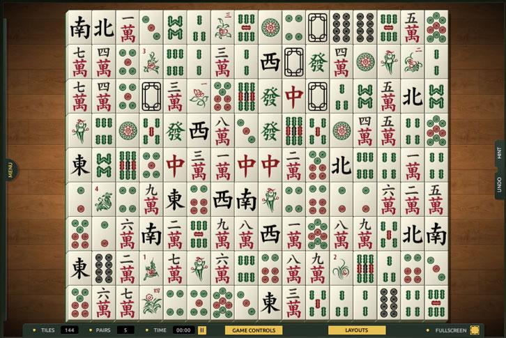 The Great Wall layout in TheMahjong.com