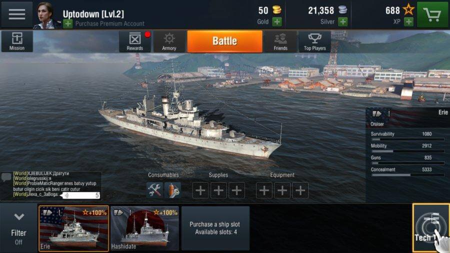 Starting ships in World of Warships Blitz