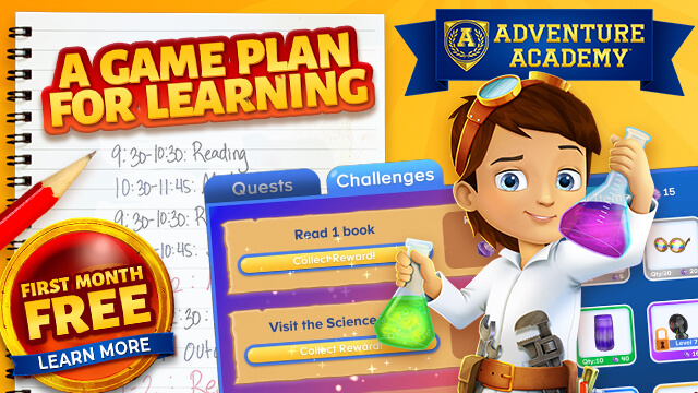 Get Your First Month FREE with Adventure Academy!ge