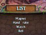 List of items to be found List of hidden objects