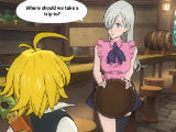 Interacting in the Tavern in The Seven Deadly Sins: Grand Cross Interacting in the Tavern in The Seven Deadly Sins: Grand Cross