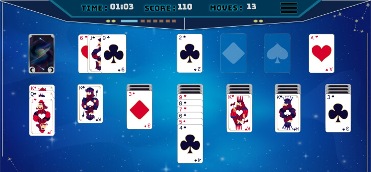 3 card draw game in Space Solitaire