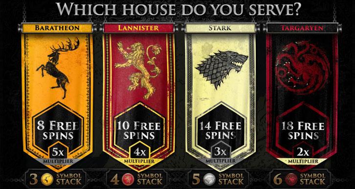 Game of Thrones Slot - House-based Free Spins