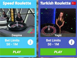 Game selection in Live Casino Game selection in the game