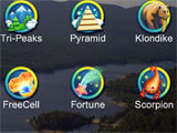 Main menu of All-in-One Solitaire All-in-One Solitaire main menu