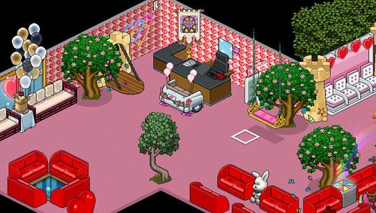 Pink Themed Lobby in Habbo Hotel