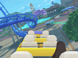 Riding a roller coaster in My School Simulator