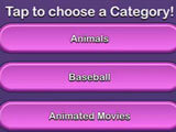 Choosing a category in Trivia Star Selecting a category in Trivia Star