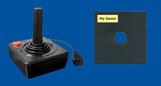 Joystick and Floppy Disk