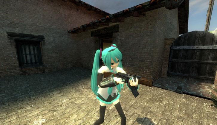Playing as Hatsune Miku in CounterStrike: Source Playing as Hatsune Miku in CounterStrike: Source
