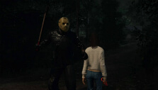 Jason backstabbing a counselor from behind