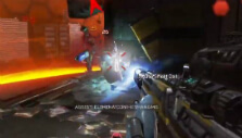 Shooting an opponent amidst the explosions in Apex Legends Shooting an opponent amidst the explosions in Apex Legends