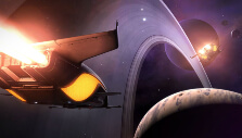 Passing a ringed planet in Elite Dangerous