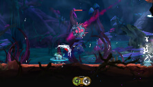 Fighting a monster in Moo Lander Fighting a monster in Moo Lander