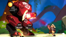 Battling siegebot in Blast Brigade vs. Evil Legion of Dr. Cread