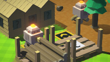 Robot piling up logs in Autonauts