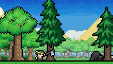 Chopping wood in Ultra Pixel Survive