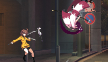 Linne dashing backwards in UNDER NIGHT IN-BIRTH II Sys: Celes