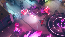 Fighting with pink crystals around in From Space